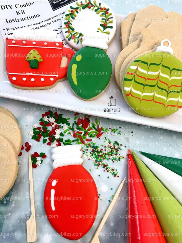 brightly colored christmas cookie icing set etsy