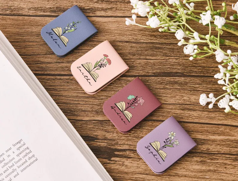 pastel colored magnetic bookmarks with persoalized names etsy gufts