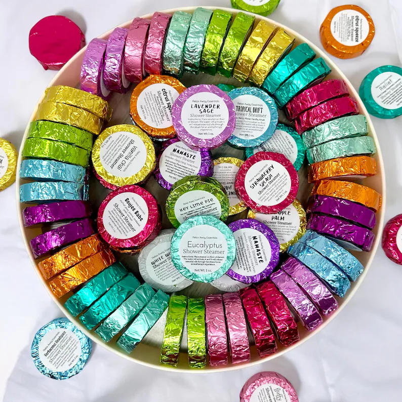 colorful wrapped shower steamers etsy