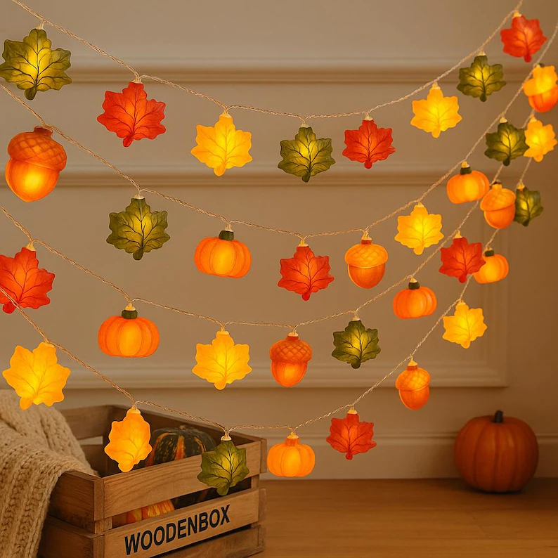 fall themed string lights etsy