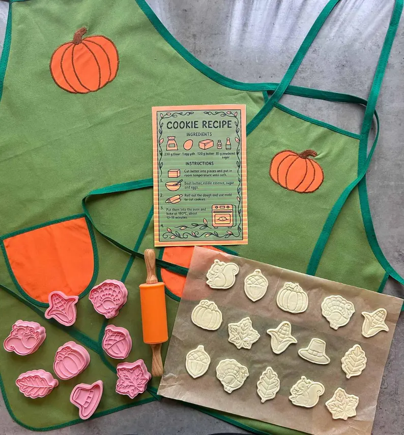 cookie baking kit for fall with green apron etsy