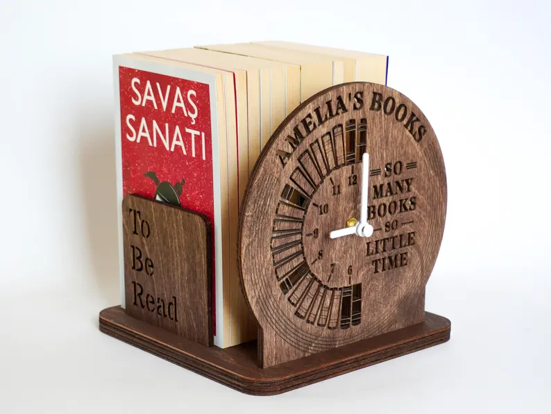 Book Stand with Clock Etsy