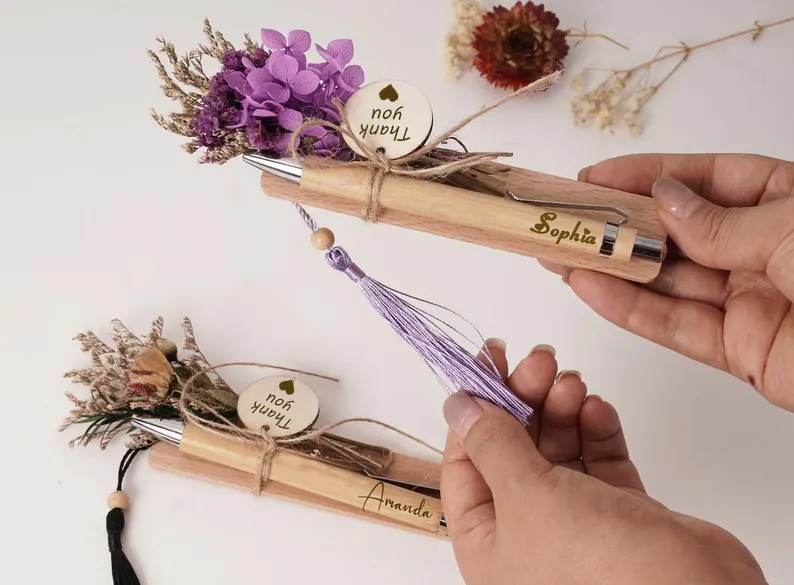 Engraved Wooden Pen & Bookmark Set Etsy