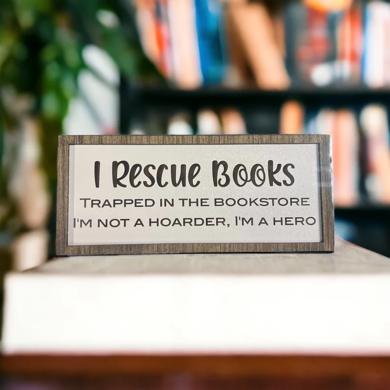 I Rescue Books Sign décor Etsy