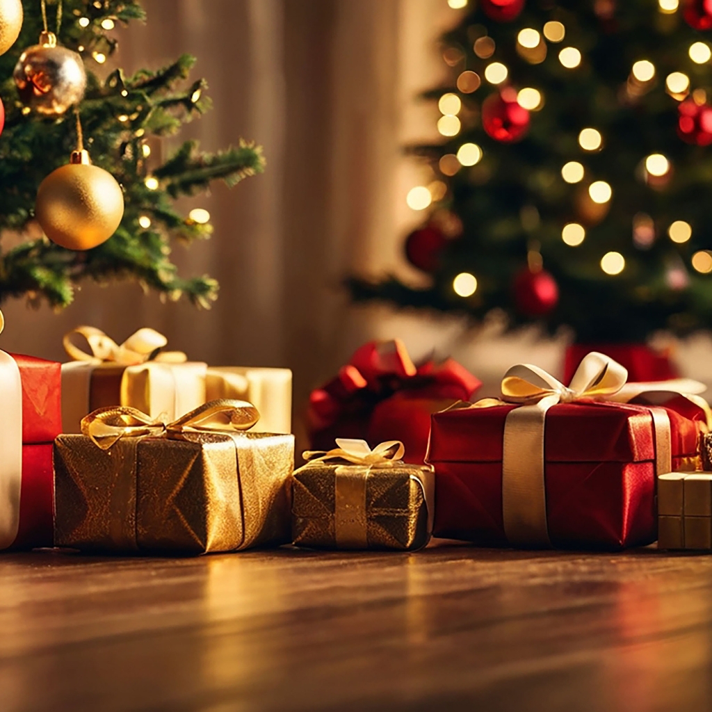presents under a christmas tree