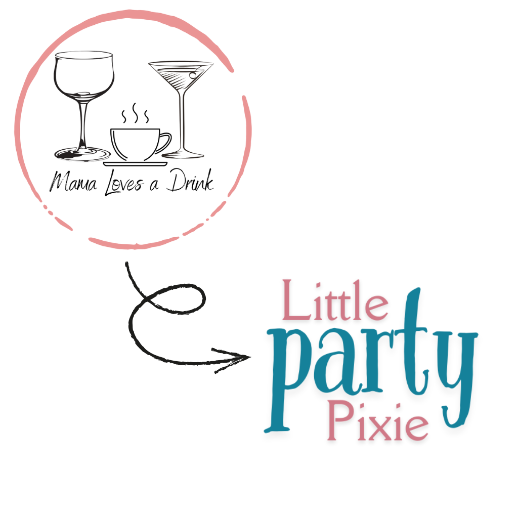 a logo for Mama Loves a Drink leading to Little Party Pixie