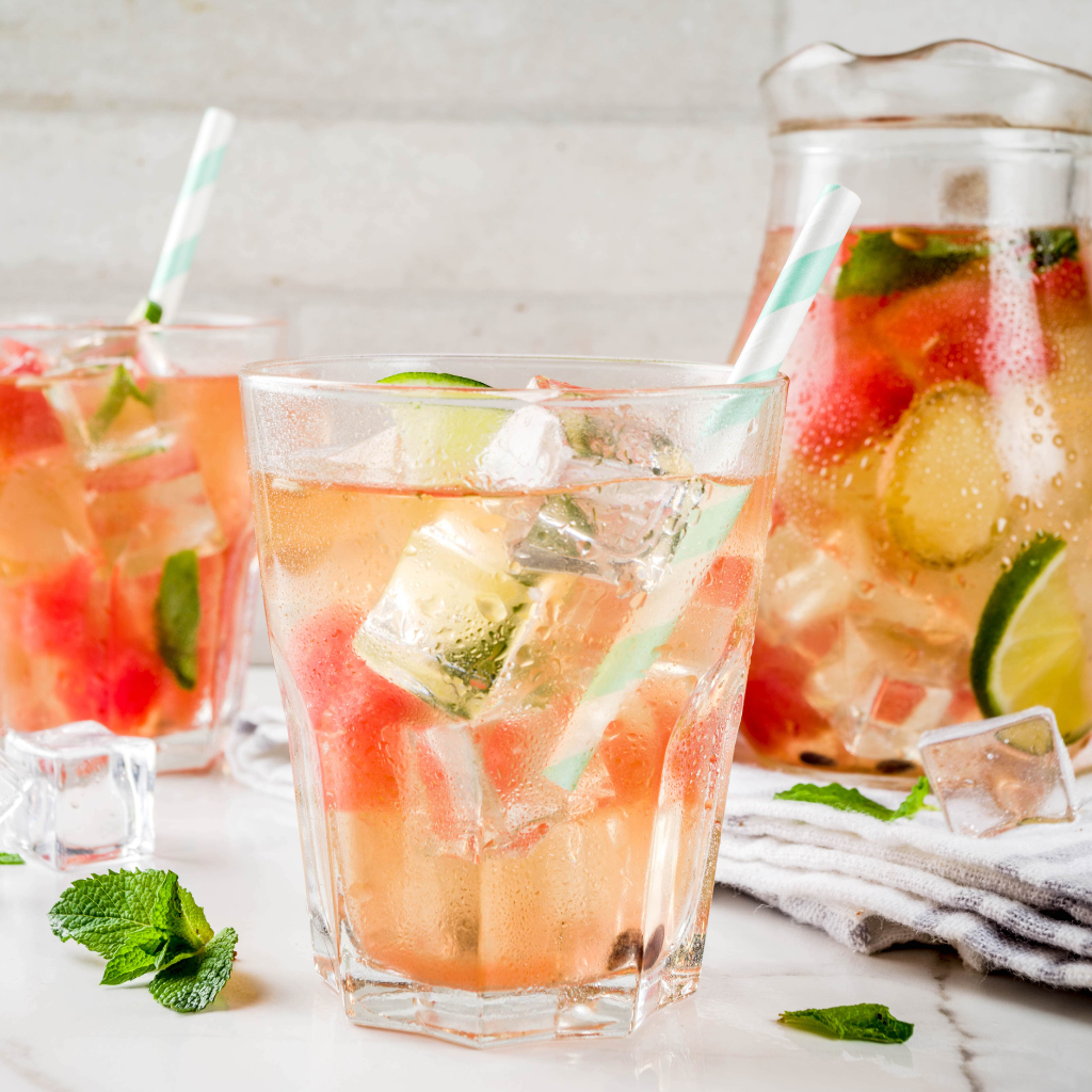 refreshing summer dinks with a glass and pitcher