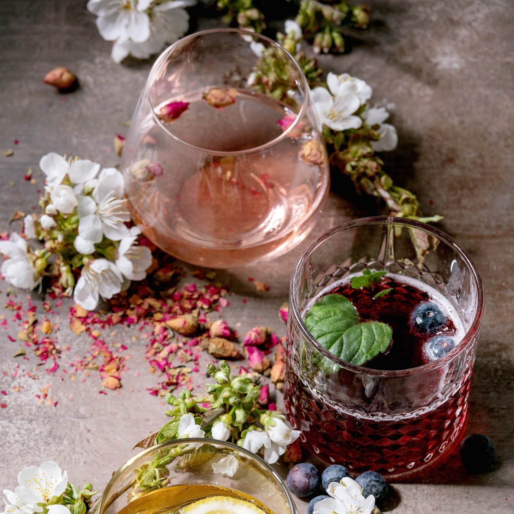 beautiful floral drinks
