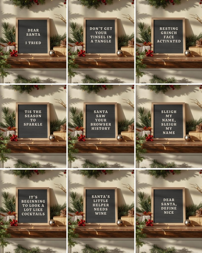 humours christmas messages on felt black letterboards