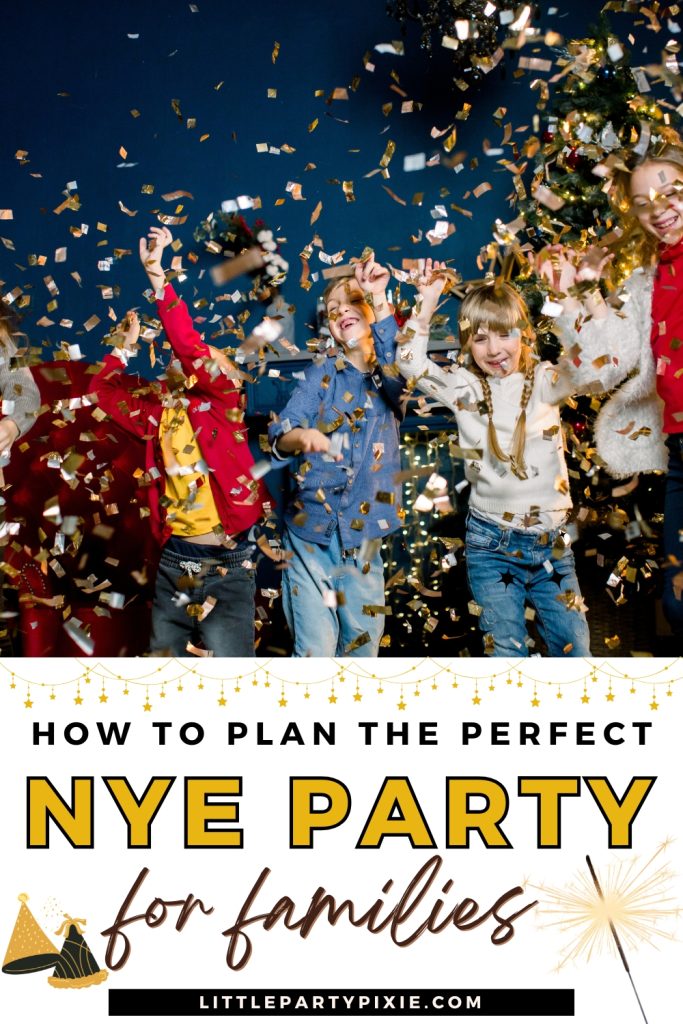 kids celebrating new year with confetti
