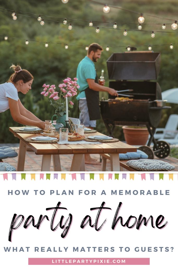 couple preparing a fancy barbecue dinner party in their garden - considerations for planning a party at home preparing your house and garden