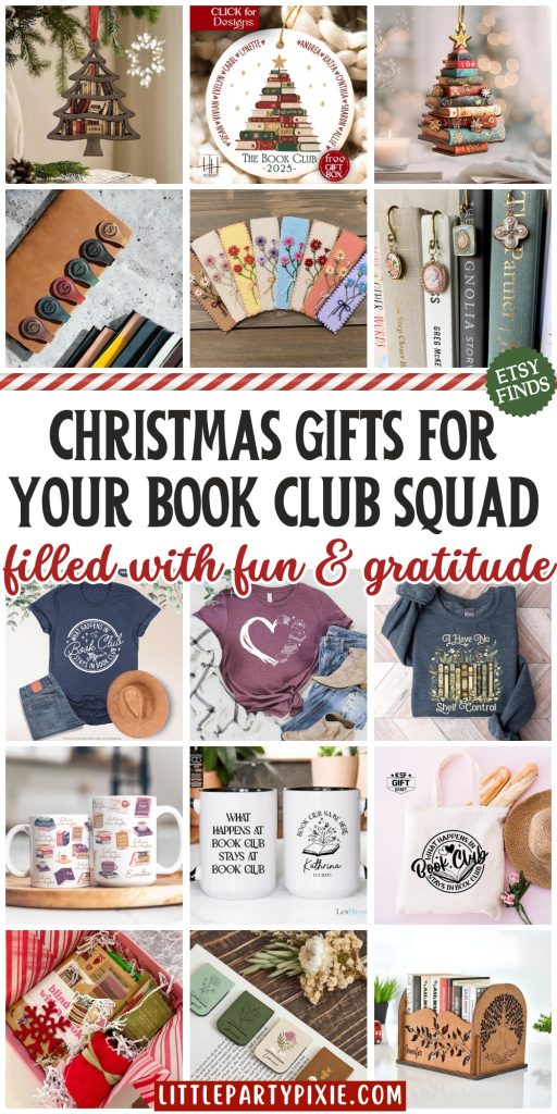 collage of image book club squad book lover gift ideas for christmas