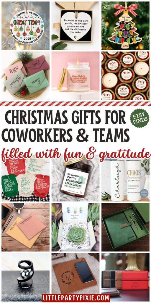 a collage of gifts appropriate for work colleagues 