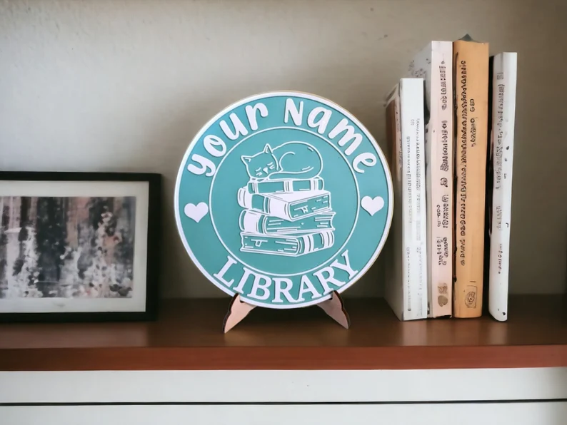 Personalized Library Sign Etsy