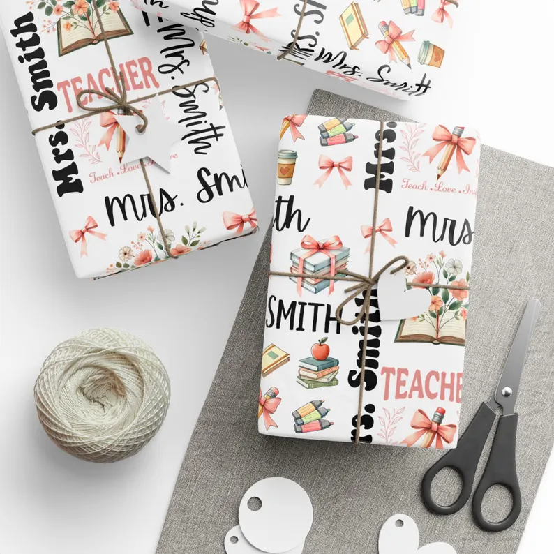 Personalized Name Teacher Wrapping Paper Etsy