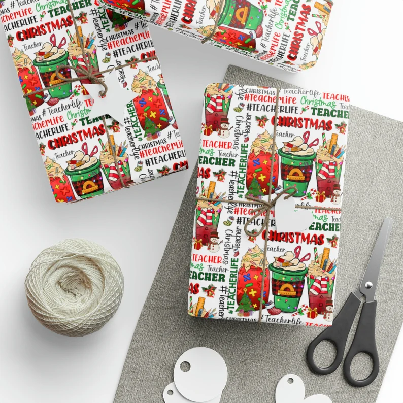 Teacher Christmas Gift Wrapping Papers Etsy