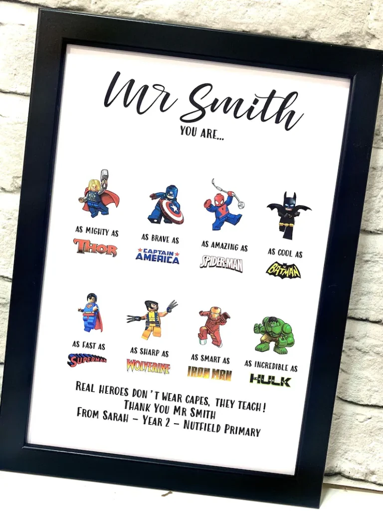 persoanlized handcrafted super hero poster for teacher gifts etsy
