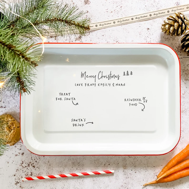 White Personalized Christmas Eve Tray Etsy