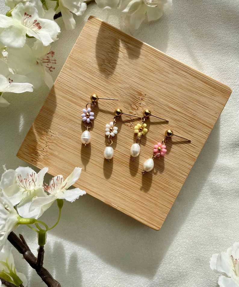 delicate floral stud earrings etsy