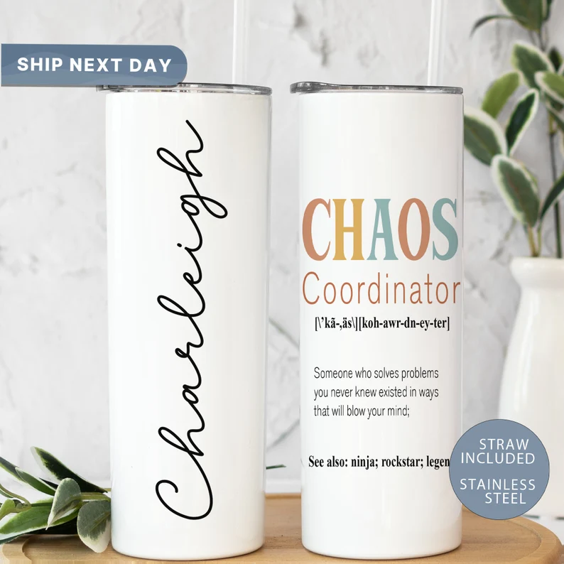 chaos coordinator tumbler in white etsy