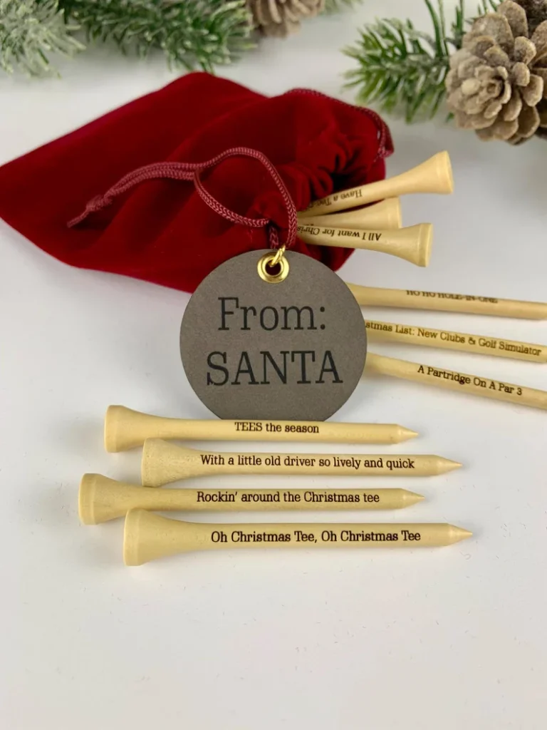 golf tees with messages from santa in red pouch etsy