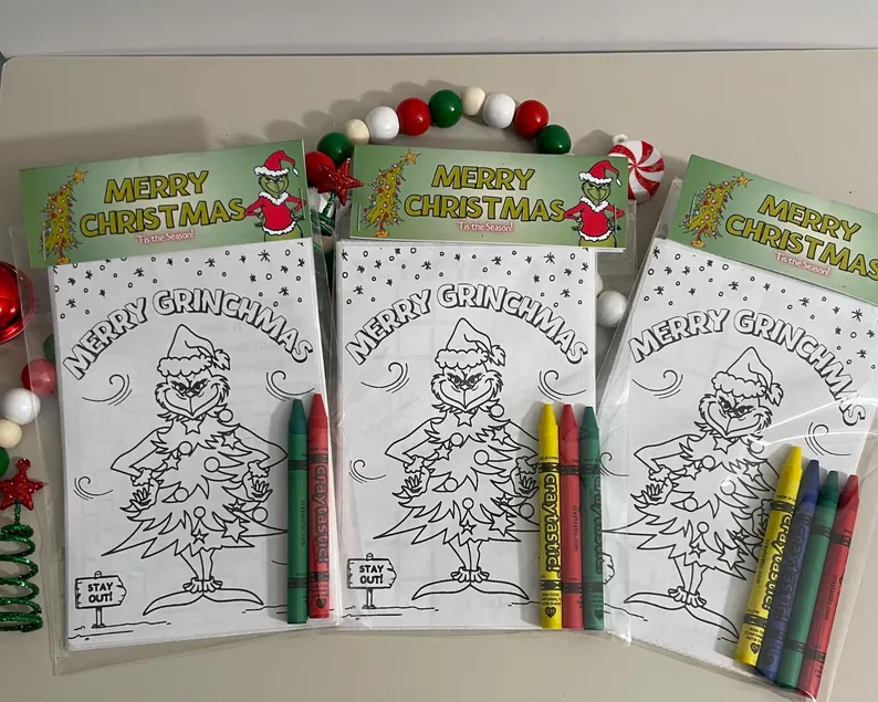 grinch coloring packs party favors etsy