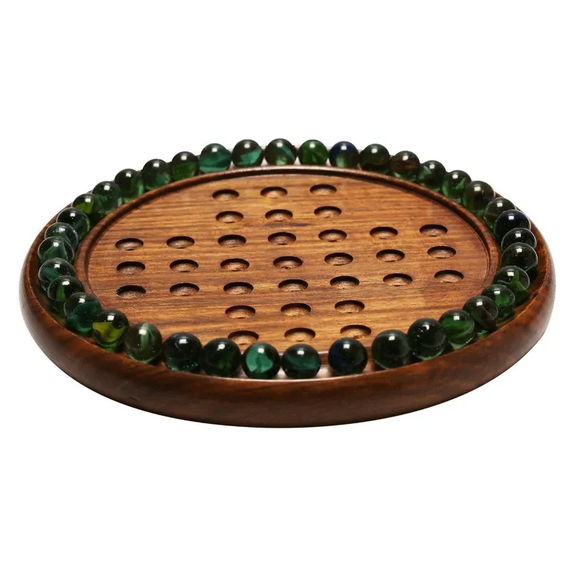 wooden solitaire game with marbles etsy