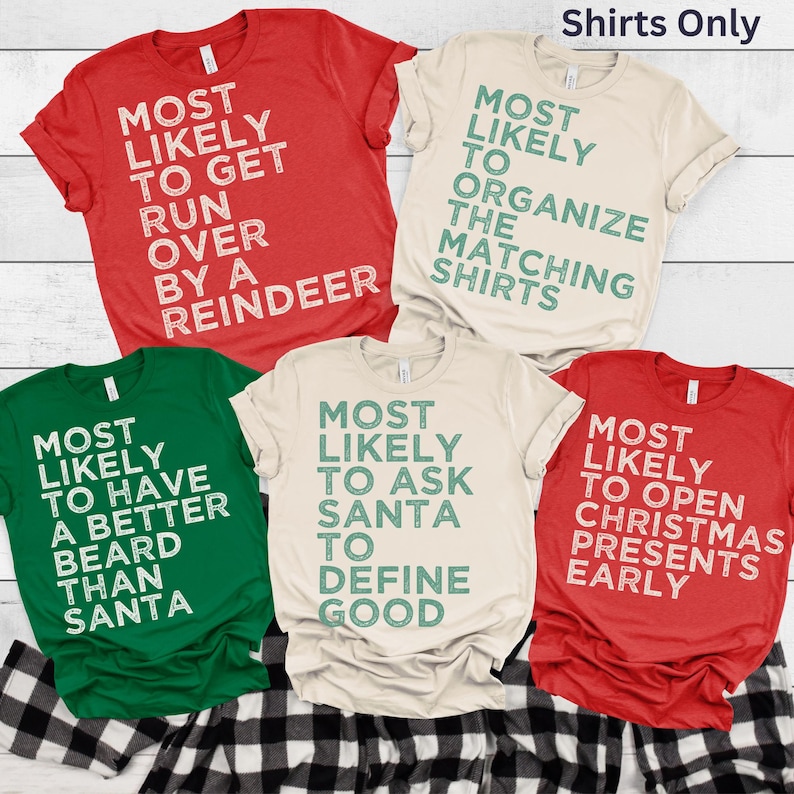 fun team christmas party tshirts in red white green etsy