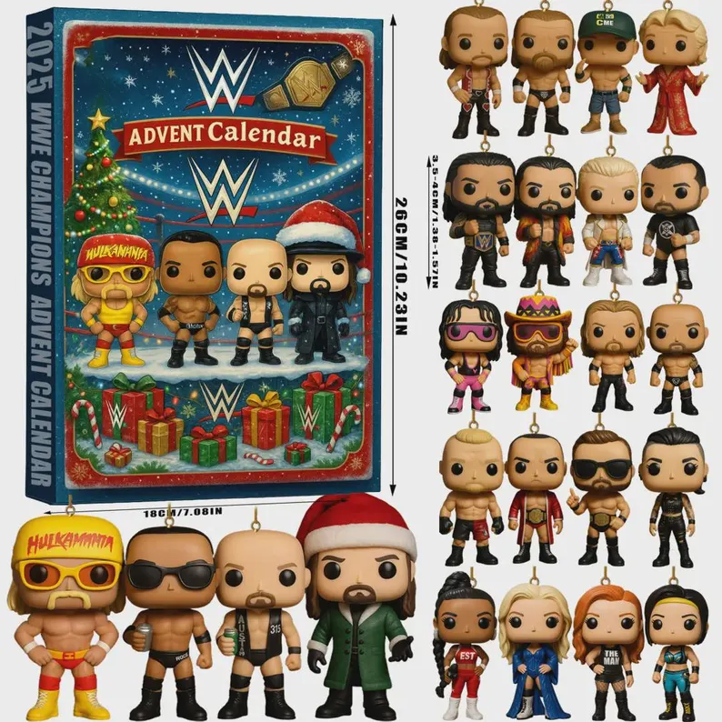 WWE Mini figurines with a Christmas Advent Calendar Box etsy