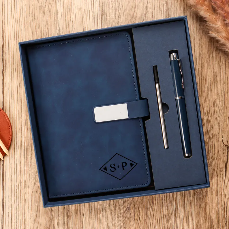 leather notebook and pen set Etsy