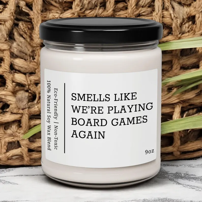 scented candle for board games and puzzle loving family