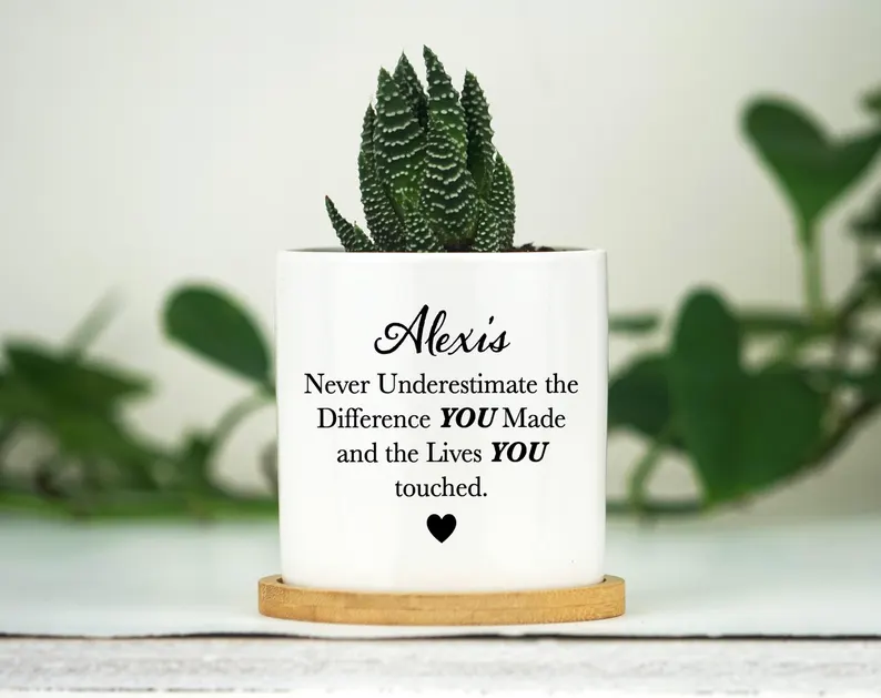 personalized white flower pot Etsy