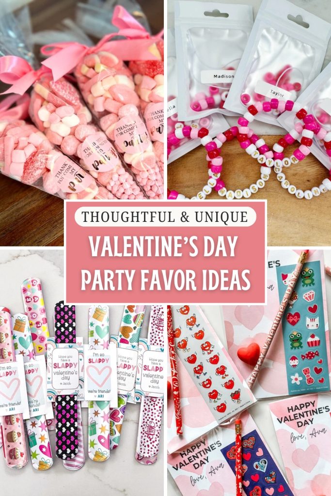 Collage of Etsy valentines party favor gift ideas