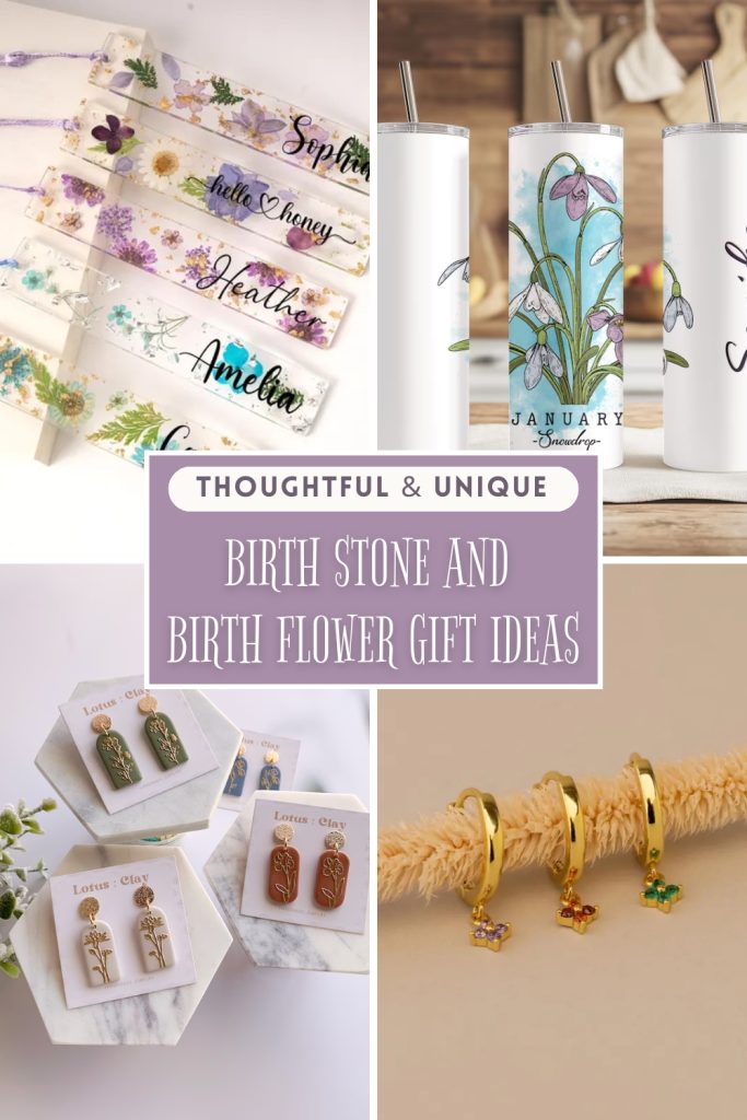 collage of images birth flower gift ideas