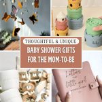 colalge of images thoughtful and unique gift items for a new mom to be