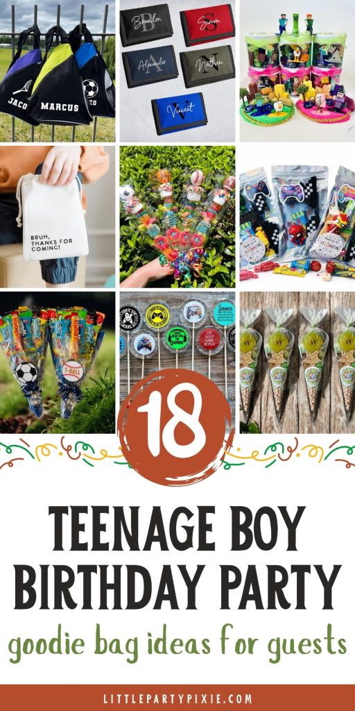 collage of images teenage boy goodie bag ideas