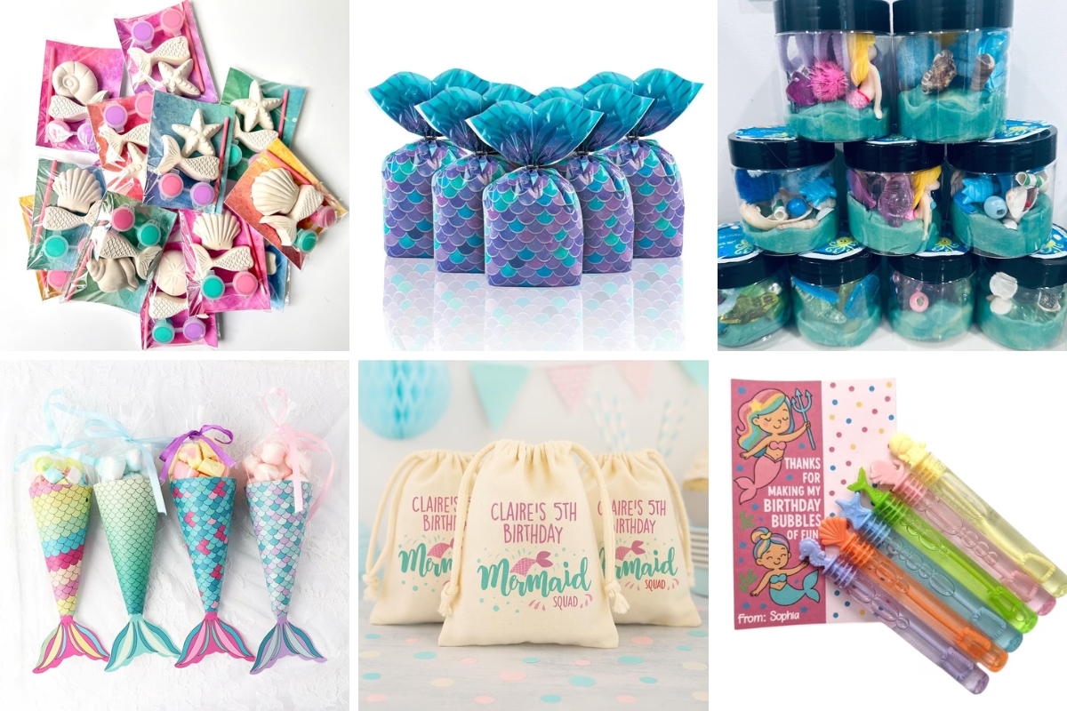 collage or mermaid party favors found on etsy