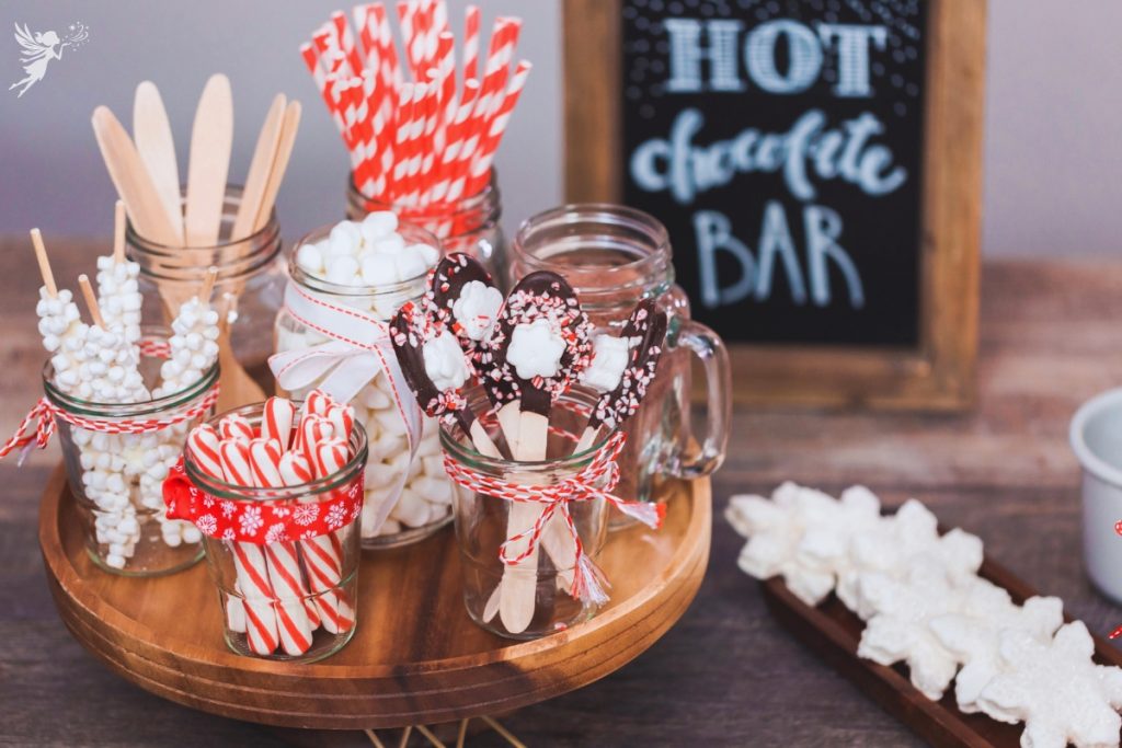 a hot cocoa bar set up