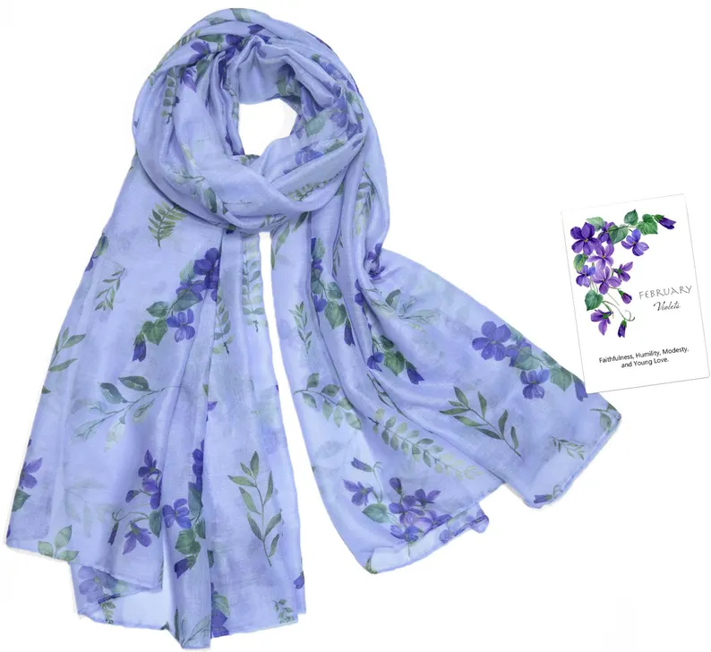 purple scarf with violets February gift idea