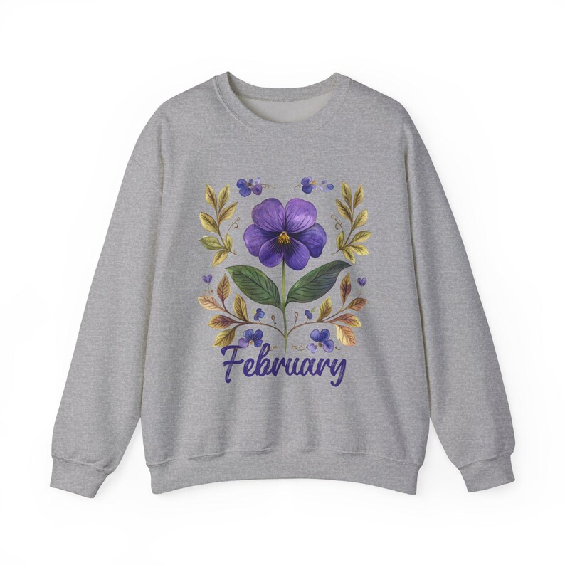 february sweatshirt with a purple violet etsy
