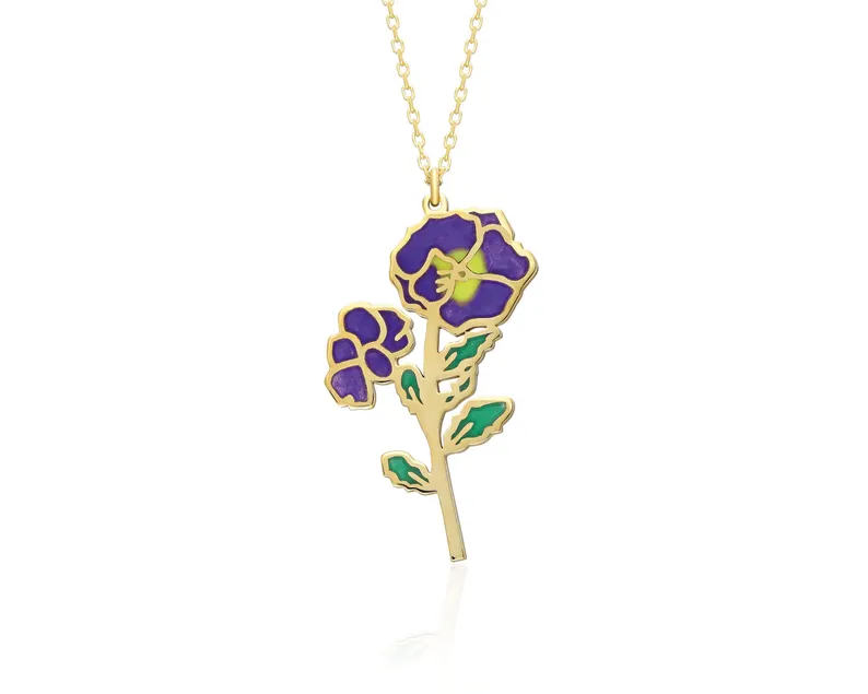 gold violet necklace etsy