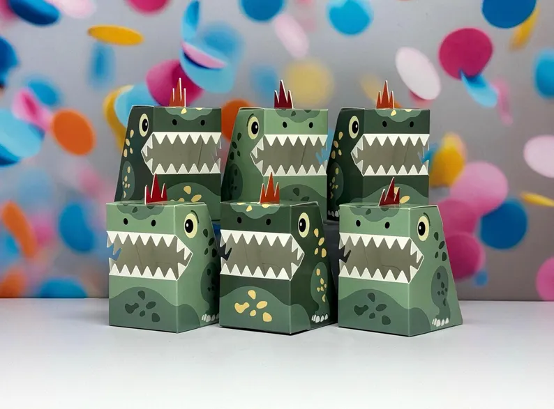 cute dino shaped cardboard boxes for party favors etsy