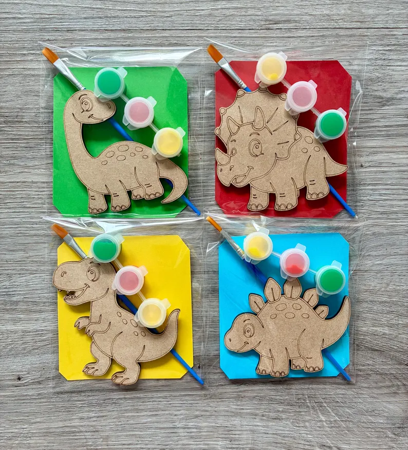 dino painting kit for kids on colorful background dino party favor idea from etsy