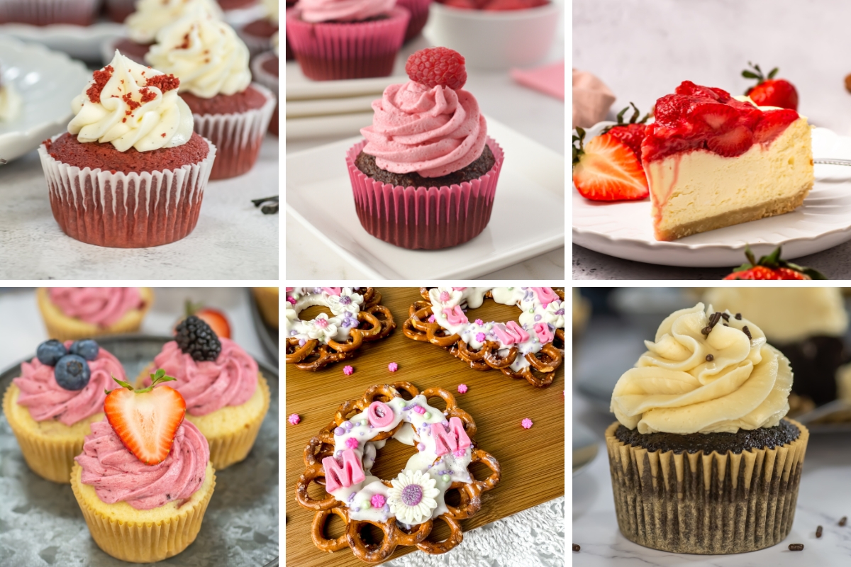 collage of images mini desserts to serve for mothers day brunch