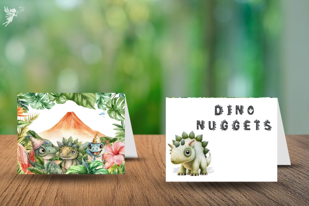 dinosaur food tent cards