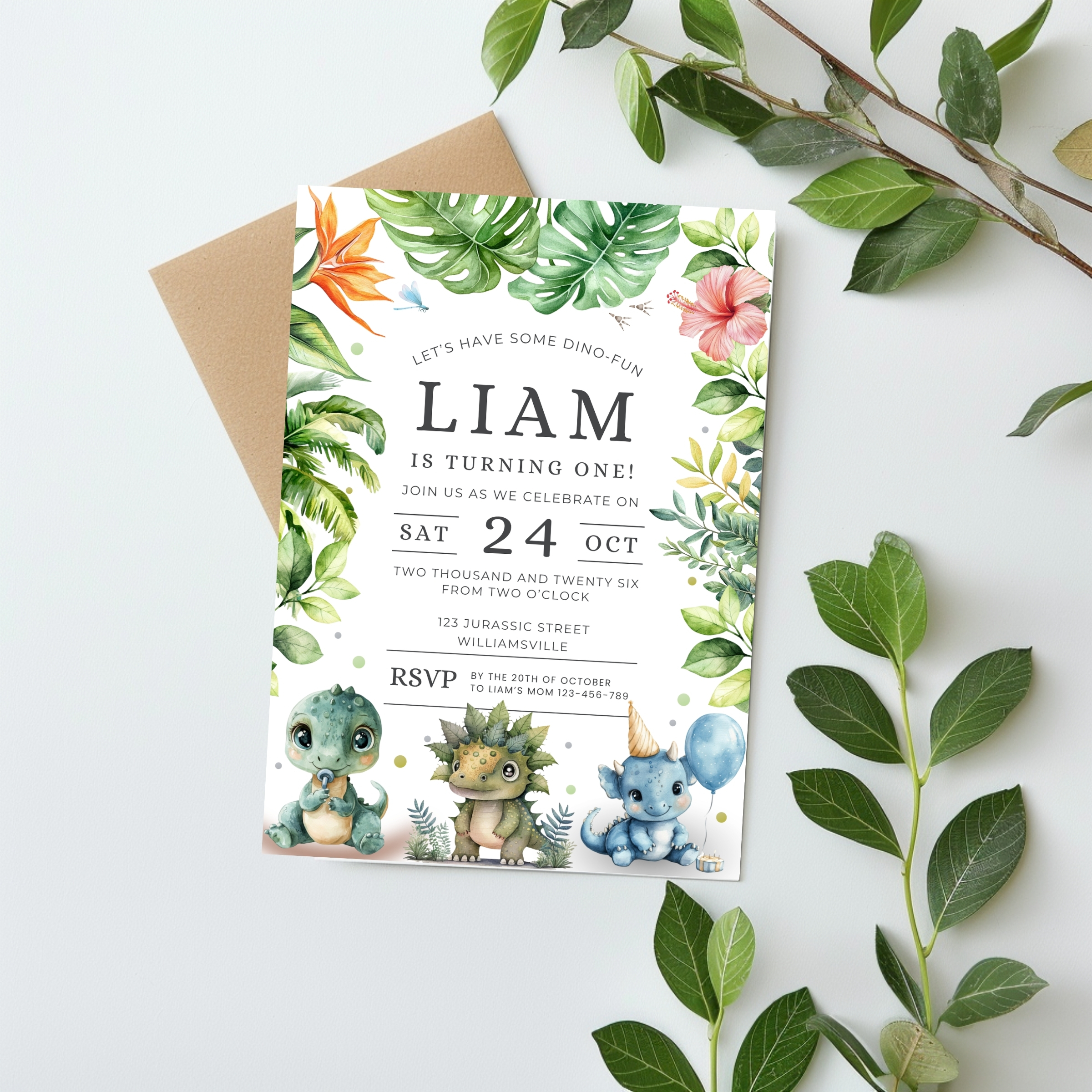 pretty birthday invite for a Liam 1st birthday etsy