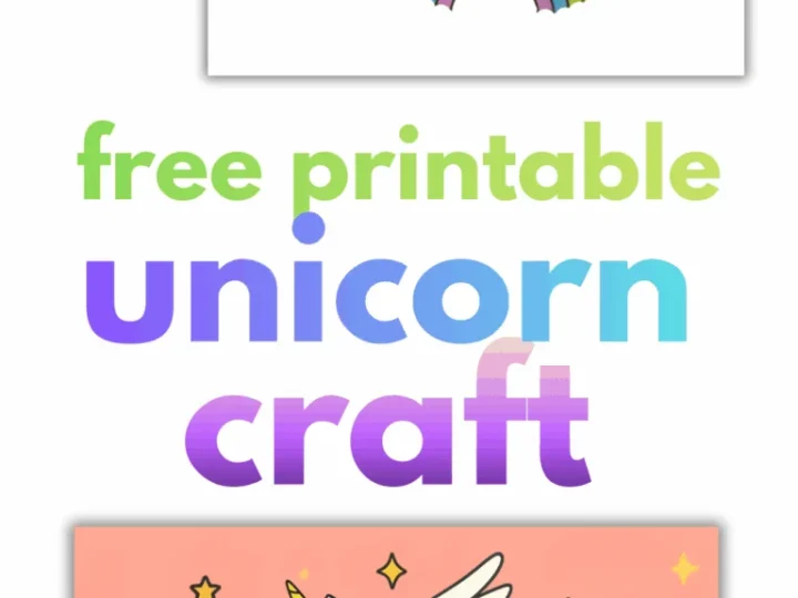 A free printable unicorn craft sheet featuring a flying unicorn with rainbow and stars is perfect for unicorn party crafts and activities
