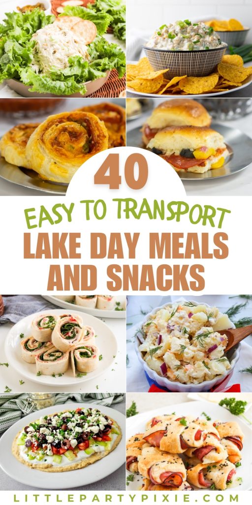 collage of images foods to take on a lake day picnic