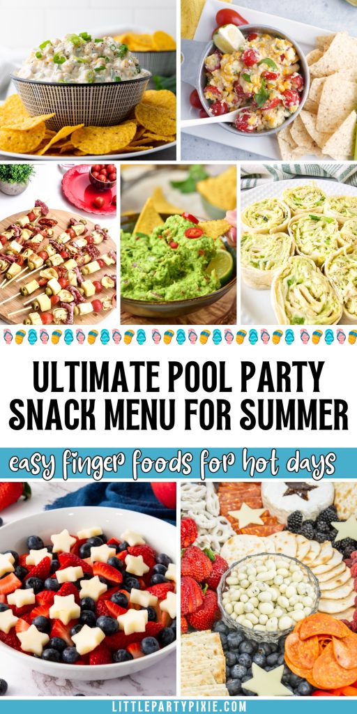 collage of images summer snack food for pool parties