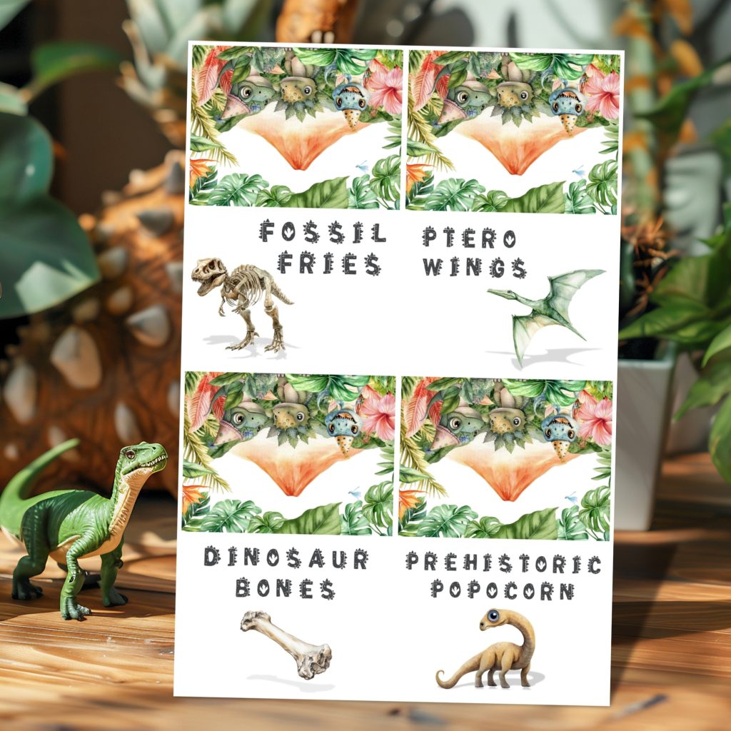 printable food tent cards placecard labels with dino names on etsy
